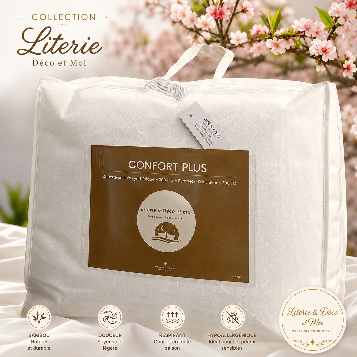 ( Collection Literie & Déco et moi )Oreiller synthétique CONFORT PLUS- Comme À l’hôtel - Oreillers LITERIE & DÉCO ET MOI - Literie-Déco et moi