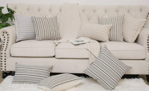 Housse de coussin FARMHOUSE ( Gris ) 20'' x 20' coussins ,disponible chez Literie-Déco et moi