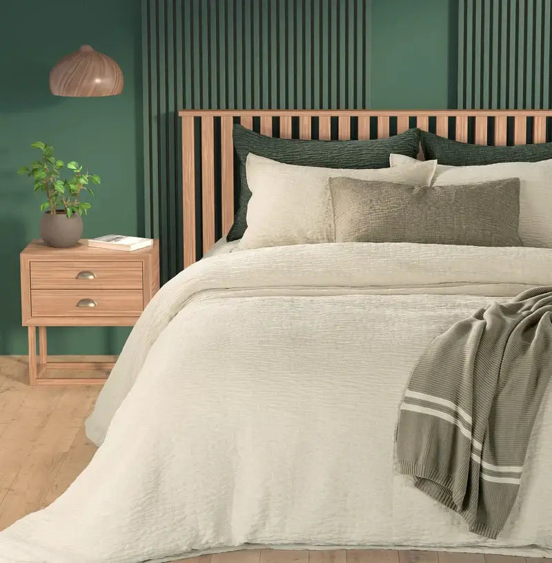 Housse de couette texturée creme BARBARA- Par Brunelli (Livraison prévue, automne 2025 ) Housse de couette ,disponible chez Literie-Déco et moi