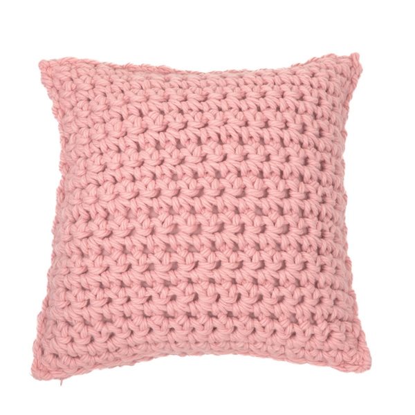 Coussin décoratif en tricot rose GUMMY 18'' x 18''- Par Brunelli ( livraison printemps 2025) coussins ,disponible chez Literie-Déco et moi