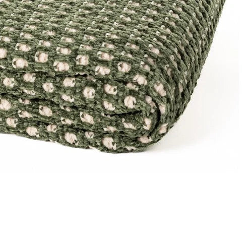 Jeté en chenille vert Augustine( 50'' x 60'') - par Brunelli (Livraison AUTOMNE 2026) - Jeté Brunelli - Literie-Déco et moi