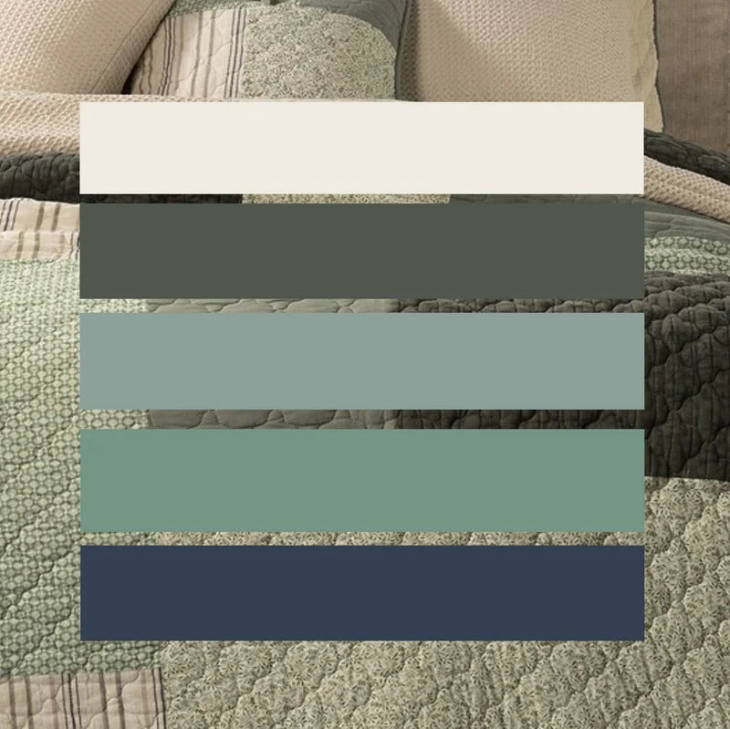 Courtepointe patchwork vert et crème Broccolini- Par Brunelli - Courtepointe Brunelli - Literie-Déco et moi