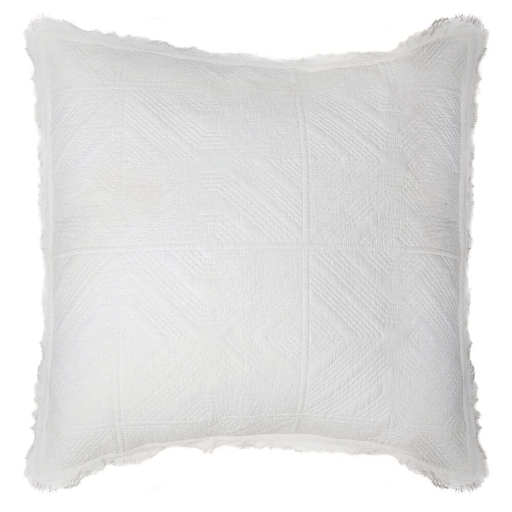 Cache - coussin blanc STONE WASHED ( 18'' X 18'') - Par Brunelli - Literie - Déco et moi