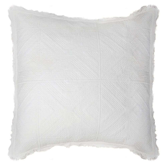 Cache - coussin blanc STONE WASHED ( 18'' X 18'') - Par Brunelli - Literie - Déco et moi