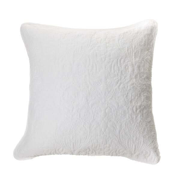 Cache oreiller européen blanc DAMASK ( 25'' x 25'')- Par Brunelli Cache OREILLER EUROPEEN ,disponible chez Literie-Déco et moi