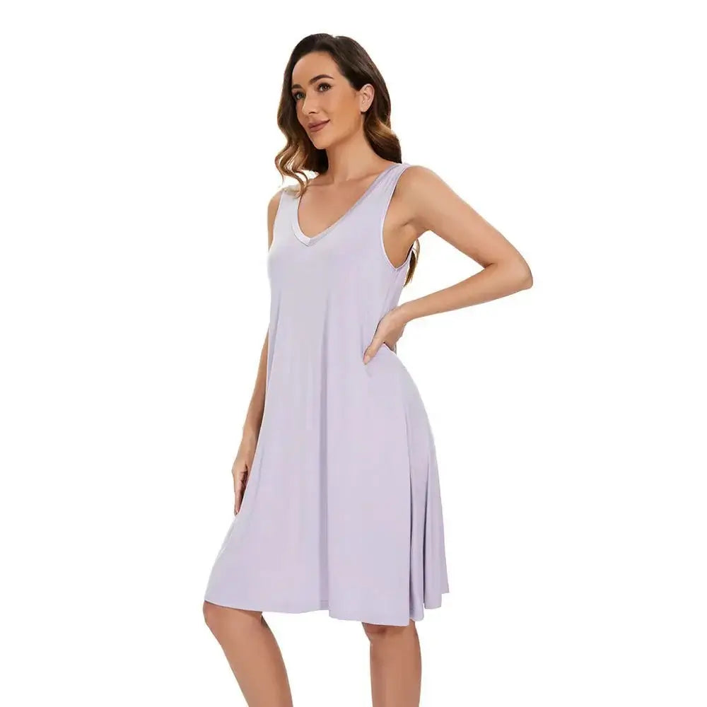 Chemise de nuit sans manches en bambou ( Crépuscule ) de Daniadown – PRODUIT de qualité chez Literie & Déco et Moi