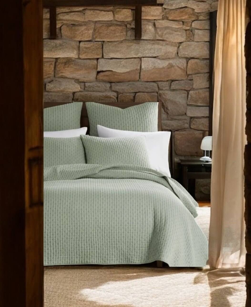 Ensemble de courtepointe JACKSON ( Vert Sauge de Literie-Deco & moi – PRODUIT de qualité chez Literie & Déco et Moi