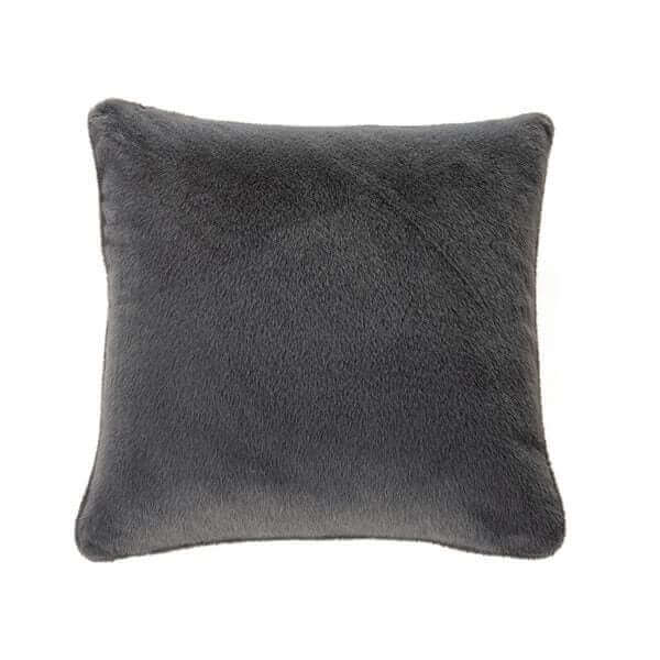 Coussin décoratif en fausse fourrure gris charcoal POLUX 18'' x 18''- Par Brunelli - coussins Brunelli - Literie-Déco et moi