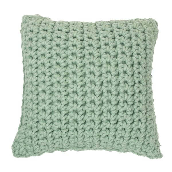 Coussin décoratif en tricot sauge GUMMY 18'' x 18''- Par Brunelli coussins  ,disponible chez Literie-Déco et moi
