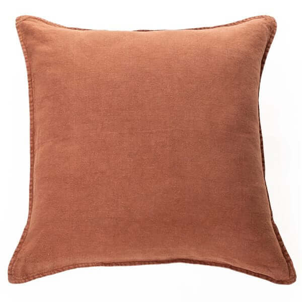 Coussin décoratif terracotta LINEN STONE WASH ( 18'' x 18'') - Par Brunelli - Literie - Déco et moi