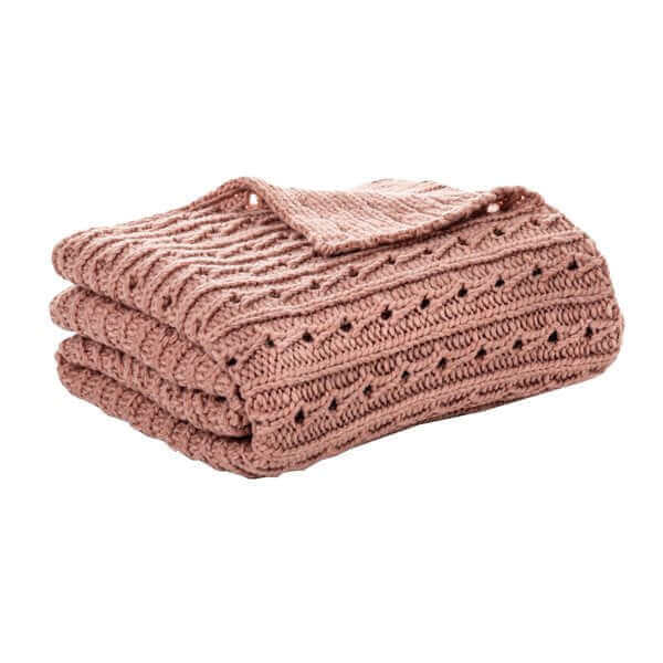 Coussin en tricot rose DALIDA ( 18'' X 18'') - Par Brunelli - coussins Brunelli - Literie-Déco et moi