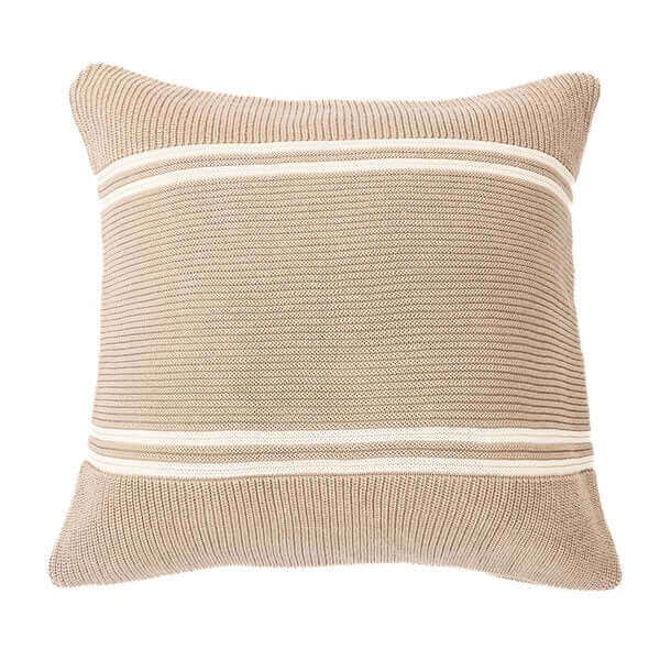 Coussin en tricot taupe HUDSON ( 18'' x 18'') - Par Brunelli - Literie - Déco et moi