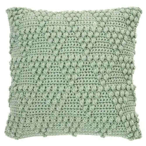 Coussin en tricot vert sauge BUBBLE ( 18'' x 18'')- Par Brunelli de Brunelli – PRODUIT de qualité chez Literie & Déco et Moi
