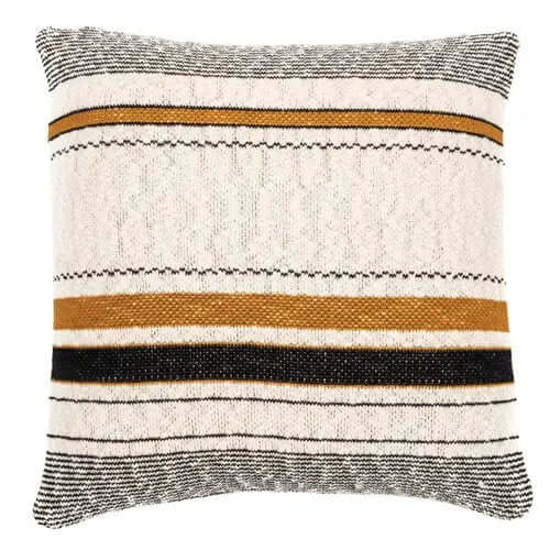 Coussin naturel et noir CALICO ( 18'' X 18'') - Par Brunelli - Literie - Déco et moi