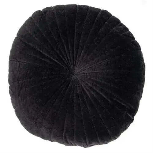 Coussin rond en velours noir VELVET ( 18'' DIAMÈTRE )- Par Brunelli de Brunelli – PRODUIT de qualité chez Literie & Déco et Moi
