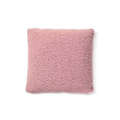 Coussin rose effet mouton SHERPA ( 18'' X 18'') - Par Brunelli - Literie - Déco et moi