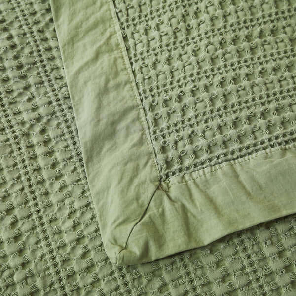Couverture en 100% coton gaufré EROS ( Vert ) - Couverture tricot daniadown - Literie-Déco et moi