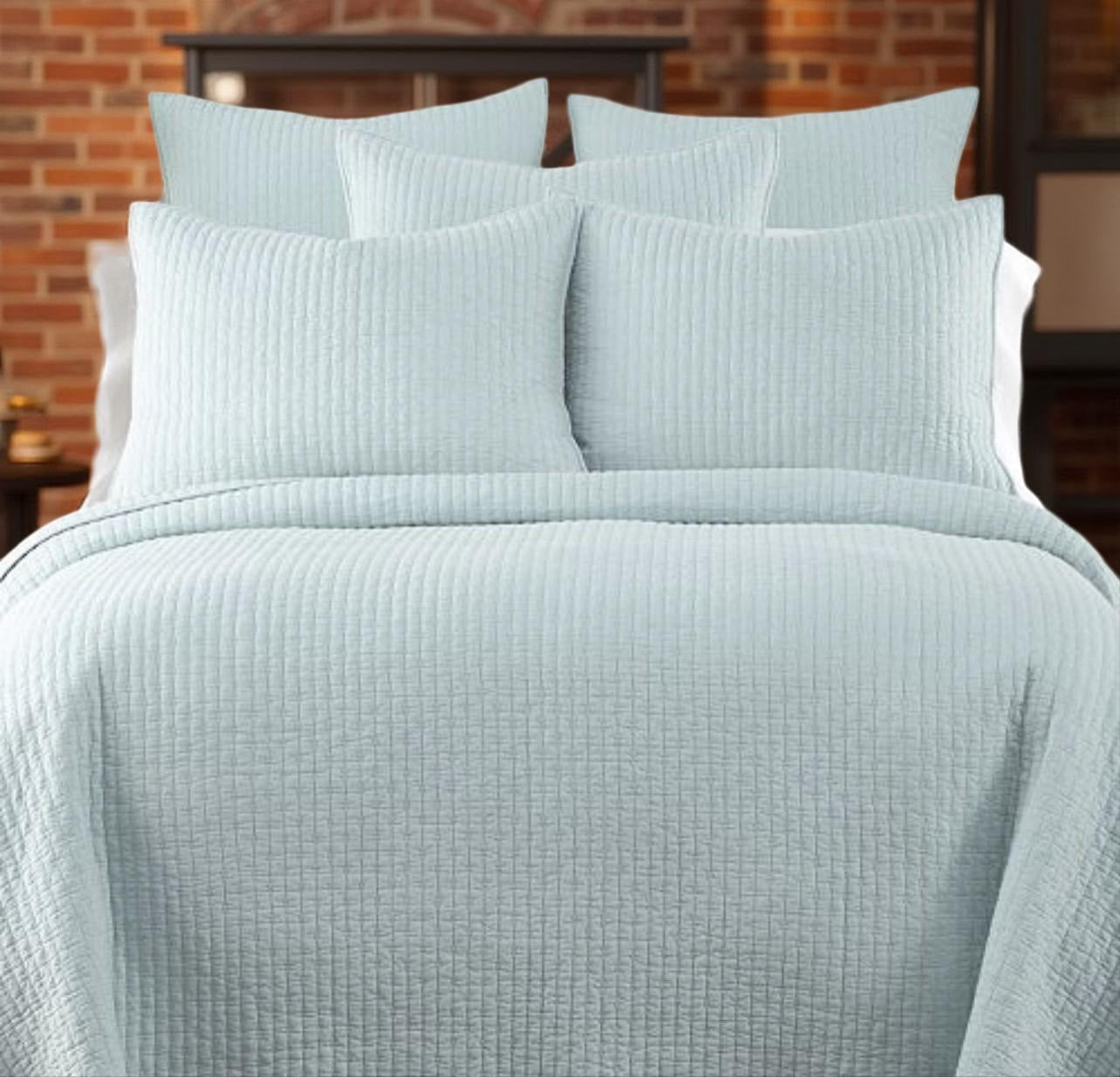 Ensemble de courtepointe GAUFRÉE ( Bleu ) - Literie - Déco et moi