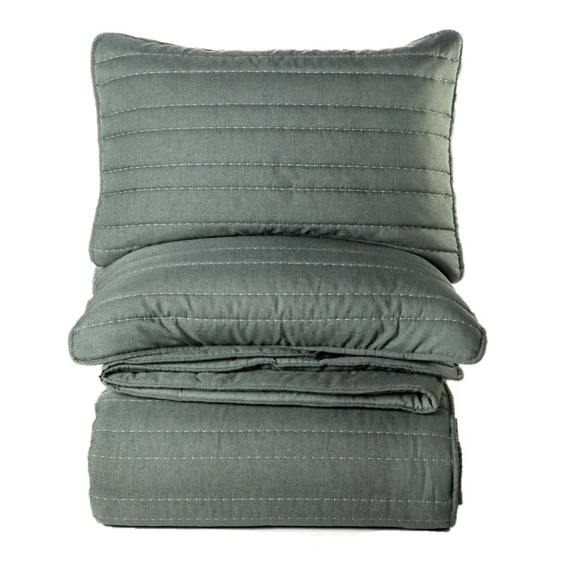 Ensemble de courtepointe piquée vert sauge Dumpling - Par Brunelli - Courtepointe Brunelli - $109.99! Literie-Déco et moi