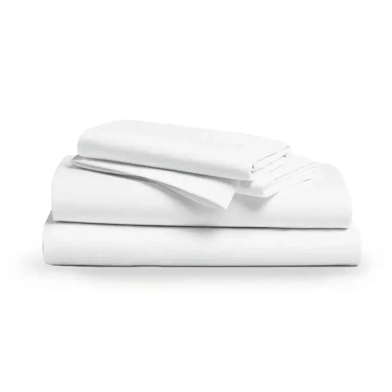 Ensemble de draps en coton organique ( Blanc ) Par Brunelli Draps ,disponible chez Literie-Déco et moi