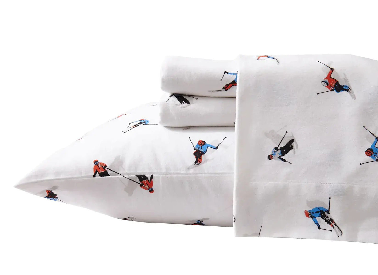Ensemble de draps imprimés en flanelle SKIEURS Draps ,disponible chez Literie-Déco et moi