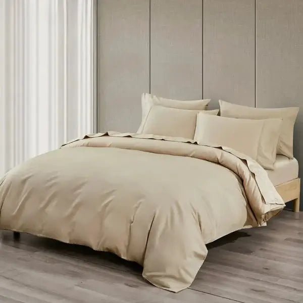 Ensemble de housse de couette en coton PIMA ( 400 fils )- FAUVE - Housse de couette Daniadown - Literie-Déco et moi