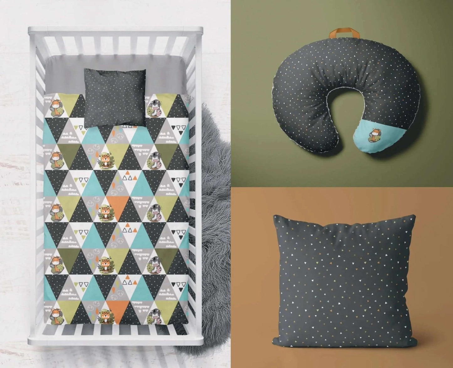 ( Fait au Québec) Ensemble de literie et accessoires pour bébé - BALADE DANS L'AMAZONIE Literie bébés ,disponible chez Literie-Déco et moi