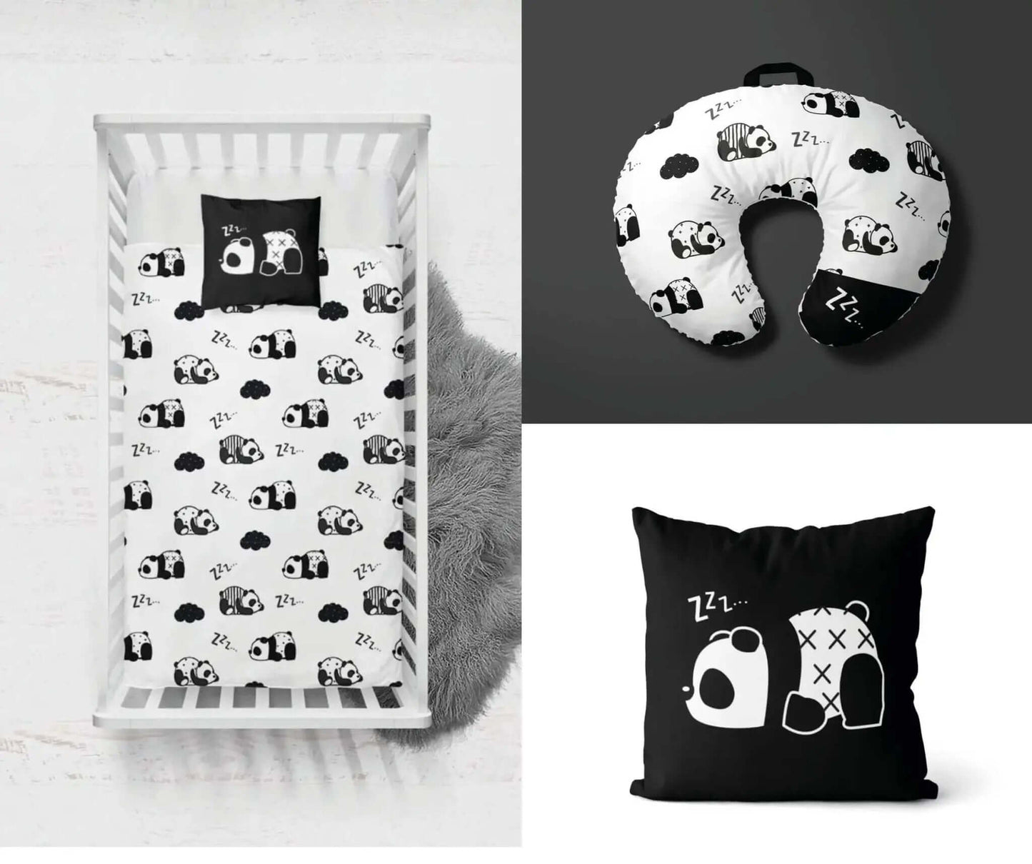 ( Fait au Québec) Ensemble de literie et accessoires pour bébé - BÉBÉ PANDA - Literie bébés Textile Patlin - Literie-Déco et moi