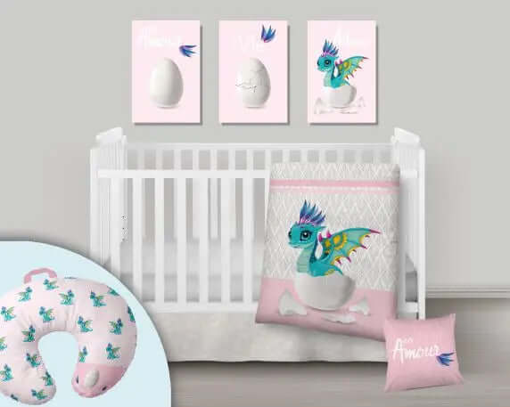 ( Fait au Québec) Ensemble de literie et accessoires pour bébé - L'AMOUR DE MA VIE - Literie - Déco et moi