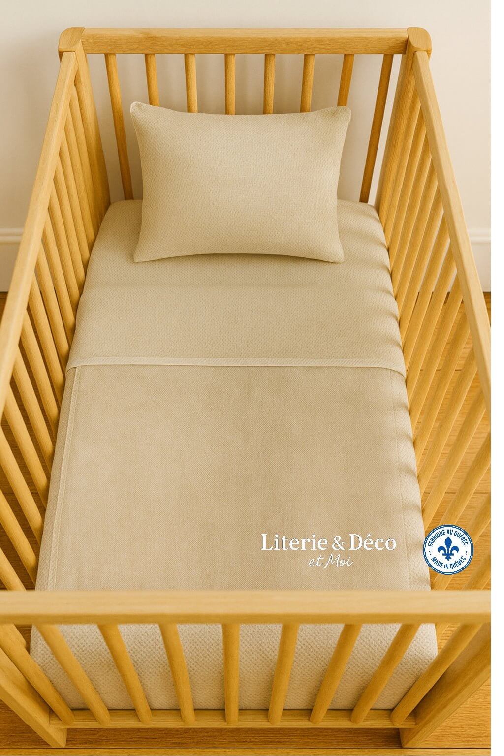 ( Fait au Québec) Ensemble de literie pour bébé EFFET LIN ( Réversible ) - Douillette bébé Literie & Déco et moi - Literie-Déco et moi