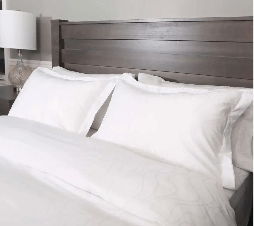 ( Fait au Québec ) Ensemble draps blancs Jacquard ( Motifs de vagues ) - Literie - Déco et moi