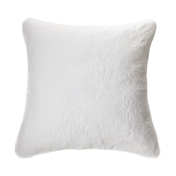 Cache coussin blanc piqué FLOWER ( 18'' X 18'')- Par Brunelli Cache coussin ,disponible chez Literie-Déco et moi
