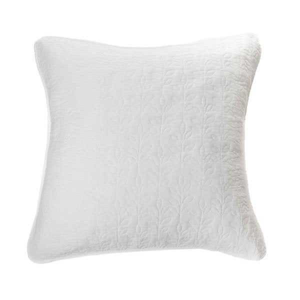 Cache coussin piqué blanc FOLIAGE ( 18'' X 18'')- Par Brunelli Cache coussin ,disponible chez Literie-Déco et moi