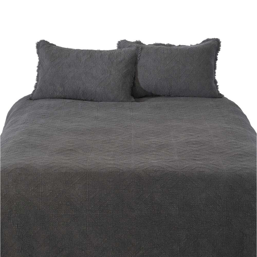 Housse de couette piquée charcoal STONE WASHED - Par Brunelli - Literie - Déco et moi