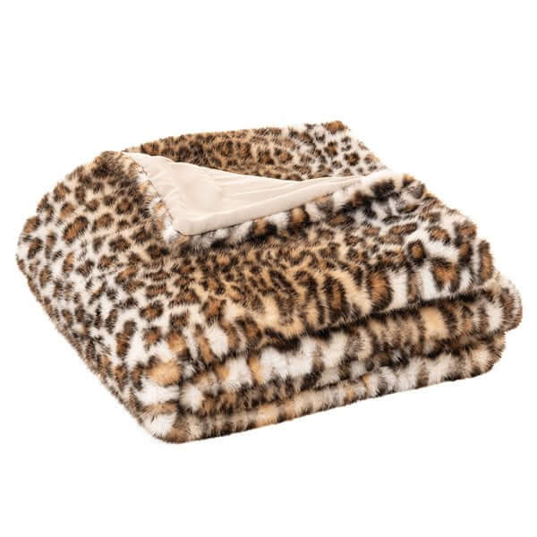 Jeté en fausse fourrure brune CHEETAH- Par Brunelli Jeté ,disponible chez Literie-Déco et moi