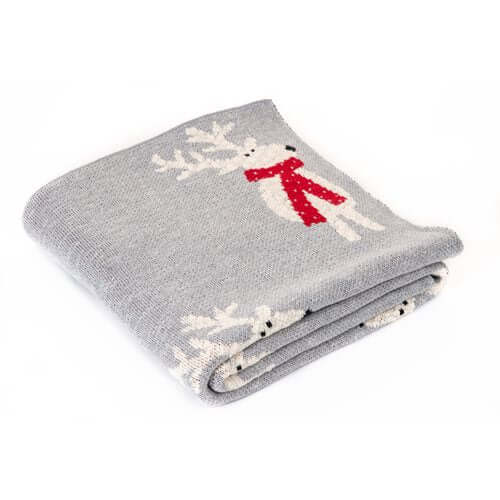 Jeté gris avec chevreuils Cyril ( 50'' x 60'') - Literie - Déco et moi