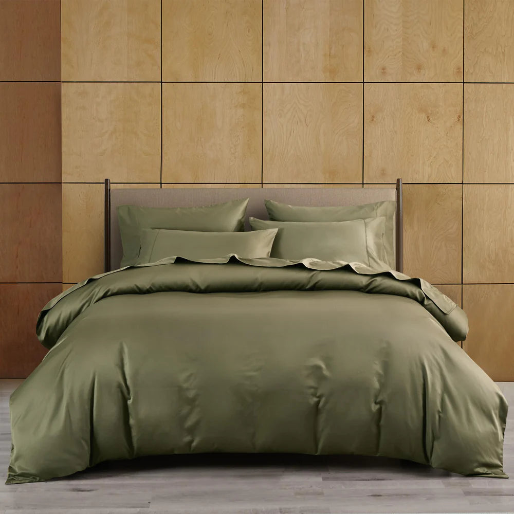 Housse de couette en coton PIMA ( 400 fils )- Vert Mousse Housse de couette ,disponible chez Literie-Déco et moi