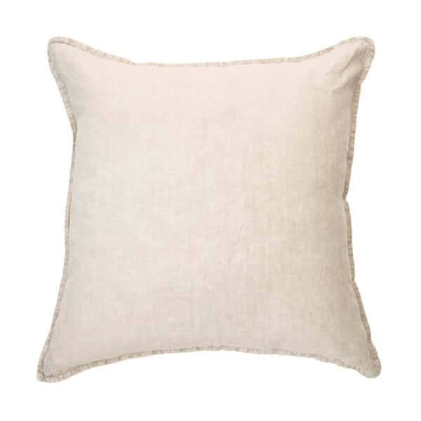 Oreiller européen en lin naturel LINEN STONE WASH (25'' X25'')- Par Brunelli coussins ,disponible chez Literie-Déco et moi
