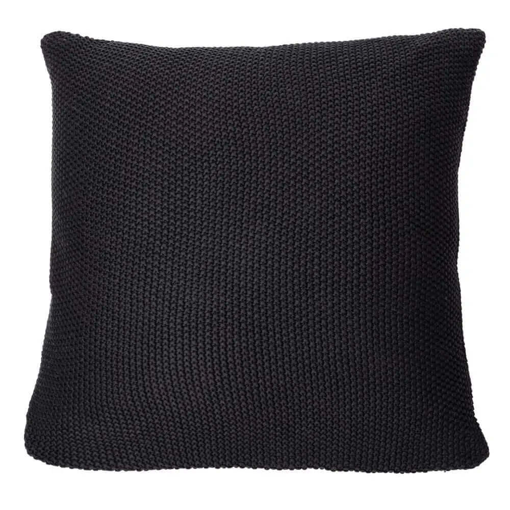 Oreiller européen en tricot noir CHARLY ( 25'' x 25'')- Par Brunelli - coussins Brunelli - Literie-Déco et moi