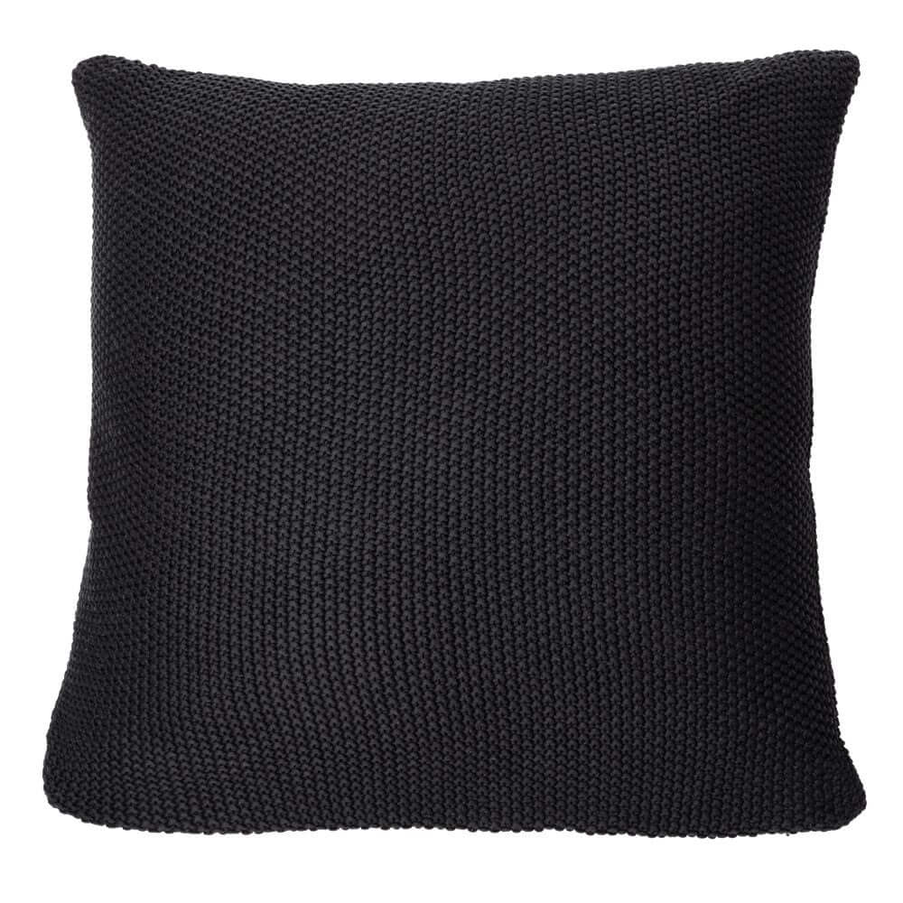 Oreiller européen en tricot noir CHARLY ( 25'' x 25'') - Par Brunelli - Literie - Déco et moi