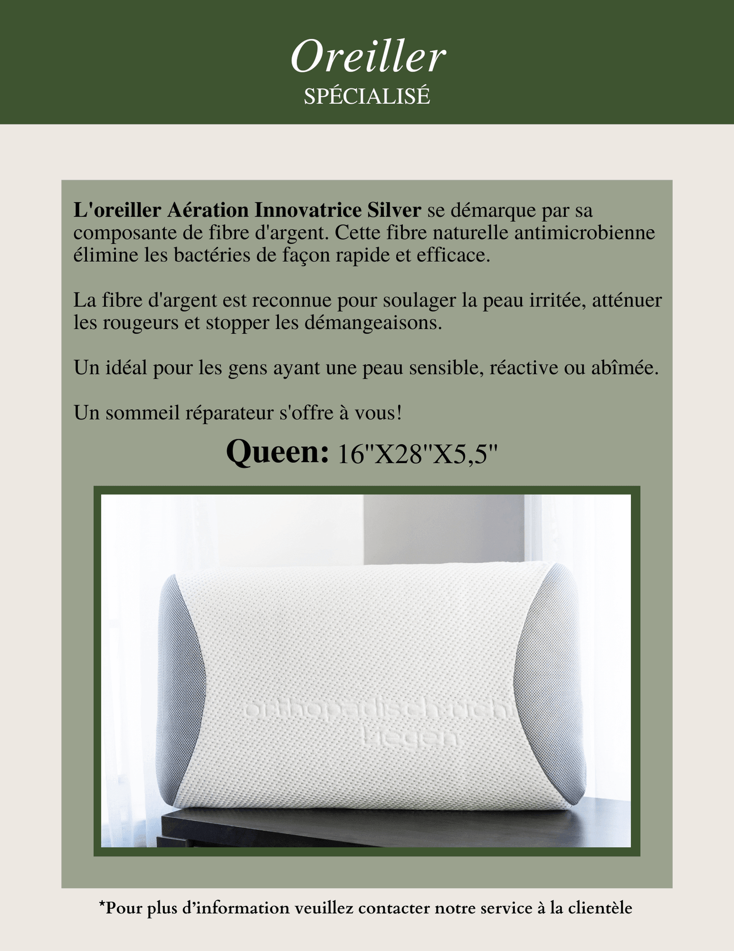 Oreiller SILVER - Oreillers Zénima - Literie-Déco et moi