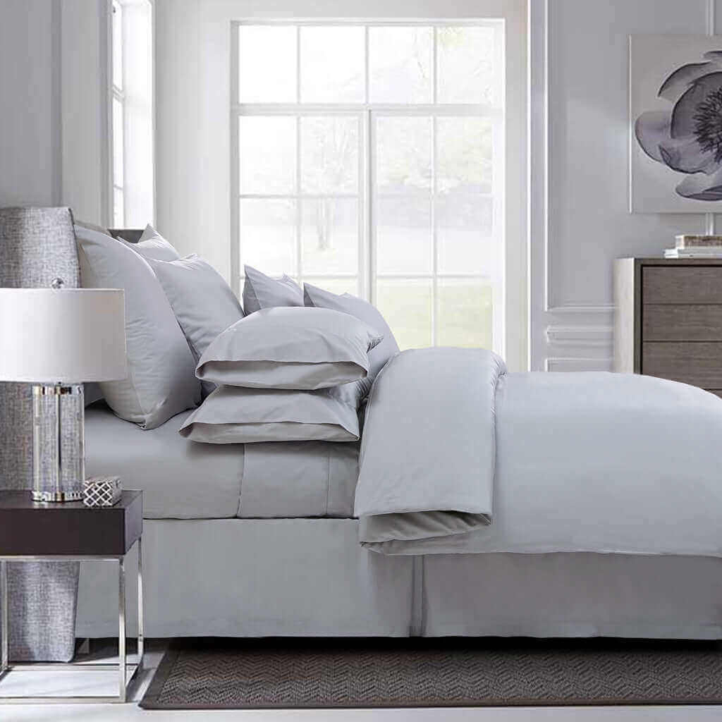 RABAIS -Ensemble de housse de couette coton égyptien 400fils ( Gris )-FORMAT JUMEAU)( Seulement 1 en stock ) - Housse de couette Daniadown - Literie-Déco et moi
