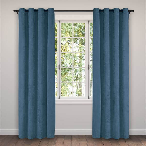Rideau en velours côtelé bleu CORDUROY- Par Brunelli - rideau Brunelli - $43.99! Literie-Déco et moi
