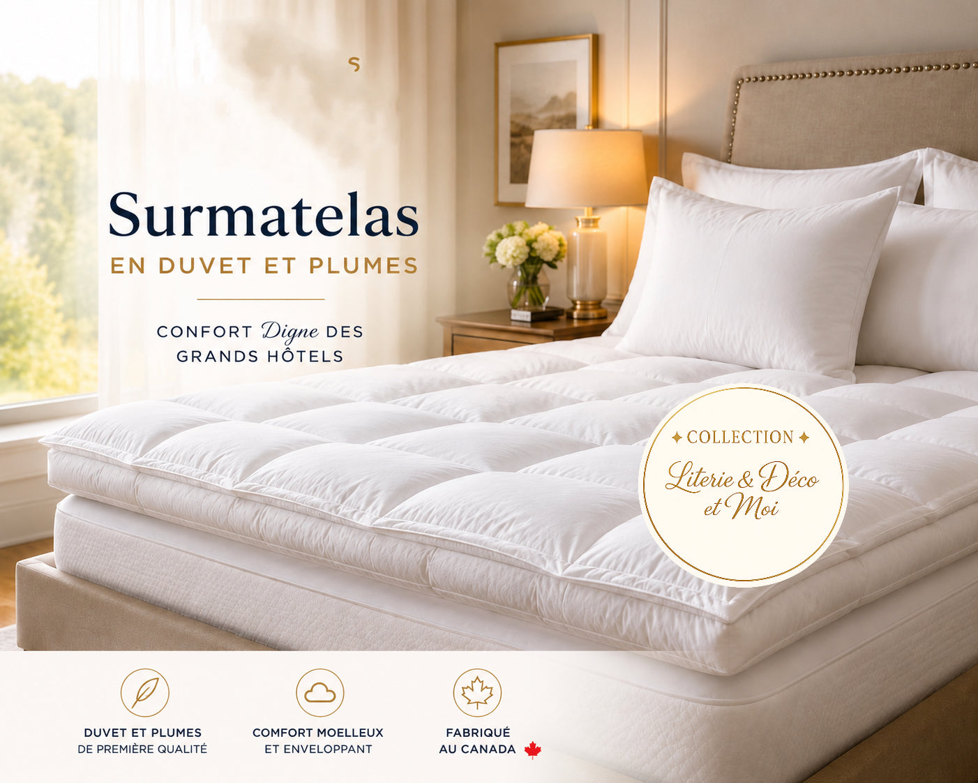 ( Collection Literie & Déco et moi ) Surmatelas en plumes - surmatelas LITERIE & DÉCO ET MOI - Literie-Déco et moi