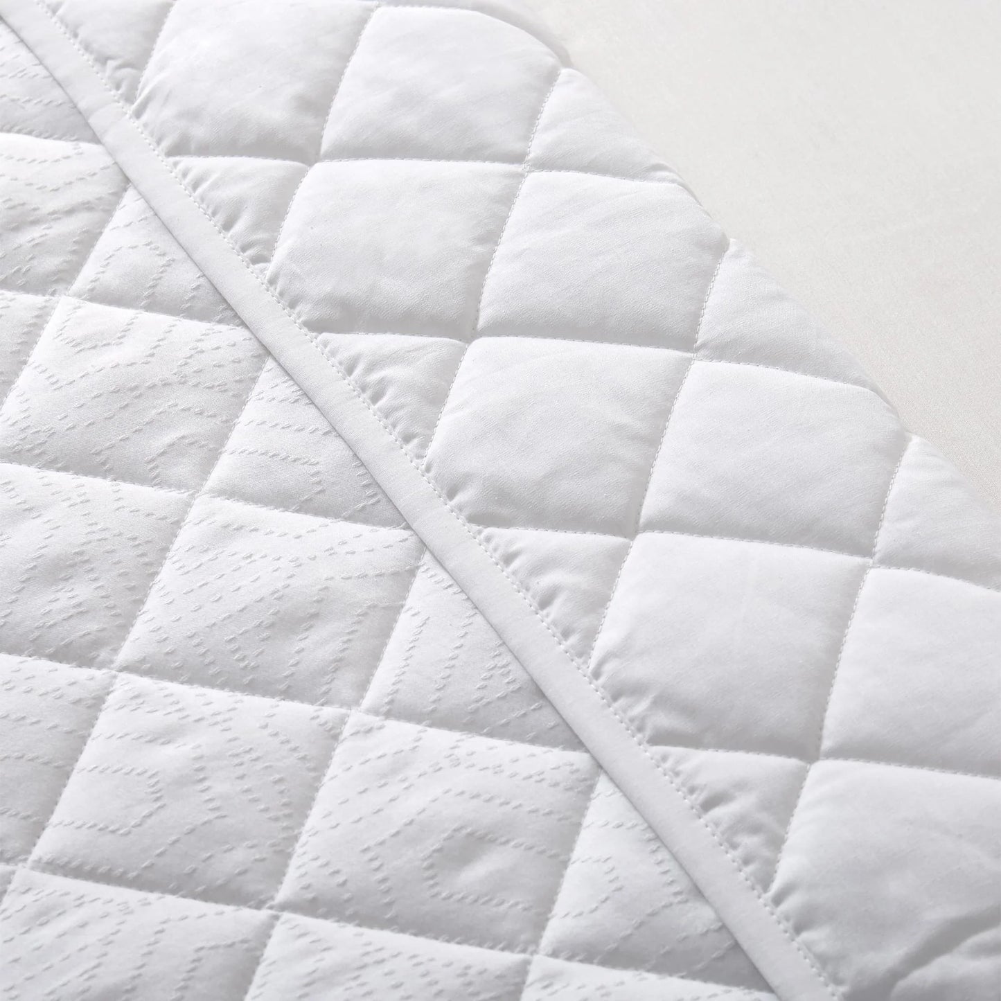 Ensemble courtepointe motifs géométrqiues Ventona Jacquard ( Blanc )