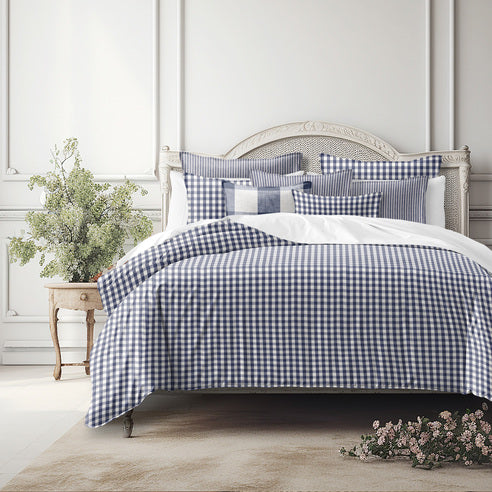 FAIT AU CANADA- Ensemble 8 pièces-WALKER CHECK ( Indigo )Par Colcha Linens - Douillette, Couvre-lit, Housse de couette Colcha Linens - Literie-Déco et moi 