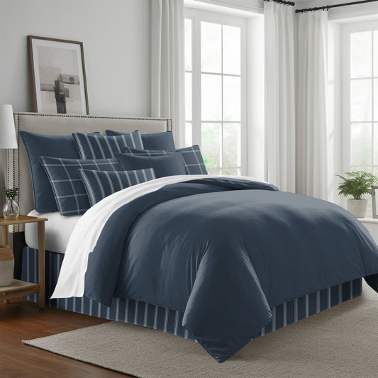 FAIT AU CANADA- Modèle SHAY MARINE UNI - Par Colcha Linens Douillette, Couvre-lit, Housse de couette  ,disponible chez Literie-Déco et moi 
