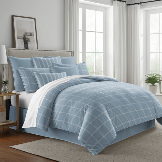 FAIT AU CANADA- Modèle SHAY BROAD ( A carreaux bleu ) - Par Colcha Linens Douillette, Couvre-lit, Housse de couette  ,disponible chez Literie-Déco et moi 