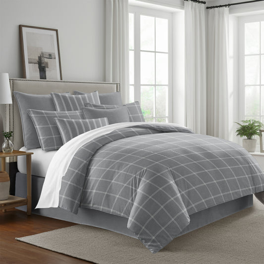 FAIT AU CANADA- Modèle SHAY BROAD ( A carreaux gris) - Par Colcha Linens Douillette, Couvre-lit, Housse de couette  ,disponible chez Literie-Déco et moi 