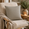 Coussin Cottage ( Beige et brun ) 20'' X 20'' - coussins Literie & Déco et moi - $37.99! Literie-Déco et moi 